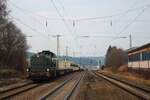 DE18 Railadventure mit dem Dbz 93372  (Konztanz-Graben-Neudorf) in St.Georgen (03.03.23)  Dieses Foto wurde vom Bahnsteig gemacht!