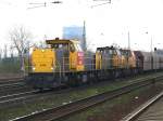 am 16.3.07 in Oberhausen Osterfeld-Süd die 6485,6484 und 6493 der Railion Logistiks mit Güterzug