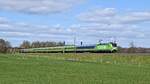 Railpool 193 827, vermietet an BTE, mit FLX 1805 HH-Altona - Köln Hbf und Wagenlok MRCE 182 534, vermietet an BTE (Hüde, 31.03.19).