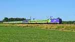 Railpool 193 826, vermietet an BTE,  Dein Zug. Dein Europa. Deine Wahl.  mit FLX 1807 Hamburg-Altona - Köln Hbf (Hüde, 28.06.19).