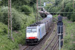 Rpool 186 502 in Diensten von Lineas auf der Hamm-Osterfelder Strecke in Recklinghausen 6.7.2023