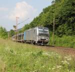 193 805-9 mit leeren Autotransportzug in Fahrtrichtung Sden.