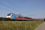Am 9 Augustus 2020 durchfahrt ein PKW Zug mit 186 503 Niftrik.