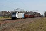 186 455 der Railpool schleppte am 24.02.21 für die Lineas einen gemischten Güterzug durch Jütrichau Richtung Magdeburg.