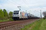 187 343 der Railpool führte für ihren Mieter HSL am 01.05.23 einen Kesselwagenzug durch Greppin Richtung Dessau.