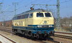 Railsystems RP GmbH, Gotha mit  218 489-3  (NVR:  92 80 1218 489-3 D-RPRS ) am 23.03.22 Durchfahrt Bf. Golm.