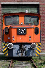 Die Diesellokomotive 326 - eine Henschel DHG160B aus dem Jahre 1965 - war Anfang September 2019 in Gelsenkirchen ausgestellt.