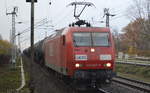 RBH Logistics GmbH mit  145 027-9  [NVR-Number: 91 80 6145 027-9 D-DB] und Kesselwagenzug (Dieselkraftstoff) am 13.11.18 Bf. Berlin-Hohenschönhausen.