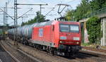 RBH Logistics GmbH mit  145 063-4  [NVR-Number: 91 80 6145 063-4 D-DB] und Kesselwagenzug am 18.06.19 Vorbeifahrt Bahnhof Hamburg-Harburg.