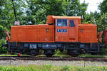 RBH  578  ist eine Diesellokomotive des Herstellers Krauss-Maffei vom Typ M700C. (Eisenbahnmuseum Bochum-Dahlhausen, Juni 2019)