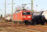 Lichtbedingter Nachschuss auf 145 007-1 RBH am 10.12.2019 in Anklam.