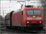 Ausfahrt der DB185 041-1 mit Fals-Wagen aus dem Berge-Umladebahnhof Hochlarmark.