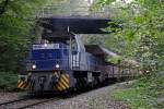 RBH 677 am 06.10.14 mit einem Kohlezug von Zeche Auguste Victoria zum Übergabebahnhof in Marl-Sinsen.