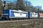 151 123-7 Doppeltraktion, RBH-Nr. 263 und 264 mit Güterzug durch Oberkassel - 16.02.2016