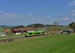650 663 (VT 28) bei einer Dienstfahrt von Viechtach nach Zwiesel am 25.04.2013 zwischen Triefenried und Rohrbach.