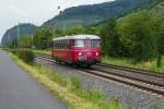 Auch die VT25 der RSE unternahm an diesem 02/08/2014 einen Ausflug südwärts über die rechte Rheinstrecke, hier aufgenommen in Leutesdorf, wo die Sonne leider noch nicht ganz zum Vorschein gekommen war.