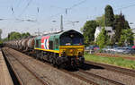 RheinCargo DE 676 mit dem (umgeleiteten) Wasserglaszug // Bahnhof Norf // 4.