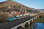 RTB Cargo Bombardier Traxx 185 612-9 mit ARS Altmann Wagen in Gemünden am 27.02.21