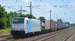 RTB CARGO GmbH, Düren [D] mit  186 430-5 [NVR-Nummer: 91 80 6186 430-5 D-Rpool] und Containerzug am 16.06.20 Bf.