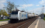 Am 10.04.19 führte 186 428 der RTB einen Kesselwagenzug, welcher mit Kohlenwasserstoffgas gefüllt war, durch Wittenberg-Altstadt Richtung Dessau.