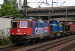 421 395-5 und eine G 1700 der EVB zogen einen intermodal am 07.09.12 durch hh-harburg