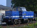 Die Diesellokomotive V100-SP-027 der Spitzke Logistik GmbH war Mitte September 2021 in Wuppertal-Unterbarmen zu sehen.