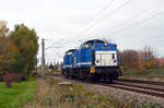 203 306 und 203 146 der Spitzke rollten am 01.11.20 Lz durch Greppin Richtung Bitterfeld.