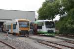 Anlsslich des 130-jhrigen bestehens der Strecke St.Egidien-Stollberg(Sachs.),gab es auf dem Bahnhof Stollberg ein Bahnhofsfest.Die  Ehre gaben sich u.a. der VT 3.01 der Freiberger Eisenbahn,und VT 112 der STB. 16.05.09.