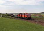 203 029 und 203 028 (SWT) fuhren am 27.04.20 mit dem Stahlzug von Könitz nach Cheb/Tschechien durch Dreitzsch.