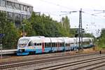 Nachschuss am 25.08.2015 auf Alpha Trains/BOB VT 0009 (643 616-5/643 116-6) als BOB (München Hbf - Tegernsee), der an diesem Tag zusammen mit Alpha Trains/BOB VT 0005 (643 612-4/643 112-5) und Alpha Trains/BOB VT 0002 (643 609-0/643 109-1) als BOB (München Hbf - Lenggries) durch München Heimeranplatz in Richtung Otterfing fuhren.