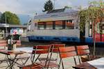 Auf seiner Fahrt von München nach Bayrischzell legt VT 106 der BOB am 23.08.2013 eine kurze Rast im Kopfbahnhof Schliersee ein. Die Pause des Fotografen dauerte etwas länger...