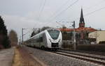 1440 215 passiert am 04.01.2018 als RE 26921 (Hof Hbf - Dresden Hbf) die Ortslage von Grüna (Sachs). Der Kirchturm im Hintergrund gehört der evangelisch-lutherischen Kirchengemeinde Grüna.