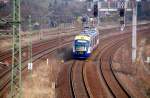 Ein Desiro der MRB(ehemals Connnex) erreicht auf der Fahrt nach Leipzig Hbf am 04.04.09 Leipzig Ost.