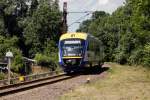 21.6.13 / VT615 als MRB70 nach Geithain auf der  Waldbahn  kurz vor Markkleeberg