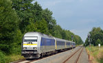 223 053 der MRB erreicht am 31.07.16 mit einem RE von Leipzig nach Chemnitz den Haltepunkt Belgershain.