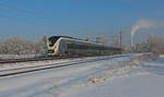 1440 714 der MRB fährt mit der RB 26910 (Dresden Hbf - Zwickau (Sachs) Hbf) an dem kalten morgen des 19.01.2017 durch die Ortslage von Mosel.