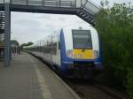 Ein Steuerwagen der NOB steht in Bredstedt. 17.5.08 