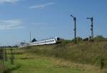 Eine NOB nach Hamburg-Altona verlsst am 14.08.2008 den Bahnhof von Keitum.