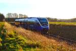 Am 18.12.2020 fährt VT 643 314 der NWB als RB 75 auf dem Haller Willem nach Osnabrück. Hier fährt der VT zwischen Sutthausen und Hörne. Der Zug verlässt in Kürze die Nebenbahn und fährt dann über die Rollbahn zum Osnabrücker Hauptbahnhof. 