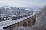 VT 643 307 der NordWestBahn als RB 85 Richtung Göttingen auf dem Bekeviadukt (09.01.2021) 