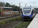 RE 14  Der Borkener  (Borken-Essen Hbf). Im Hintergrung ist das Stellwerk Gladbeck-West (GwF) zusehen. 09.01.2011.