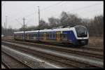  Mahlzeit  auf dem Zielanzeiger spricht Bände.
Mittagspause am 6.1.2015 für ET 440330 um 11.58 Uhr im Bahnhof Bremen - Vegesack.
