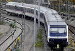 Fundsache an der Donnersberger Brücke nahe dem Münchner Hbf (25.11.19): aus 5 n-Wagen der TRI gebildete Meridian-Ersatzgarnitur mit dem Wittenberger Steuerwagen, Type Bnrdzf 483.1, Nr.