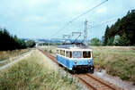 Der Esslinger T5 der Trossinger Eisenbahn war am 01.09.1983 der einzige Zug auf dieser Nebenbahn.