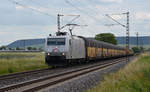 185 539 führte für ihren Eigentümer TX am 16.06.17 einen Altmannzug durch Retzbach-Zellingen Richtung Gemünden.