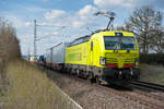 193 552  Responsibility Driven  von TX Logistik mit einem KLV-Zug bei Ansbach Richtung Donauwörth, 07.04.2019