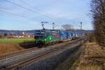 193 266 ELL/TXL mit einem LKW-Walter KLV-Zug bei Pölling Richtung Nürnberg, 04.02.2021