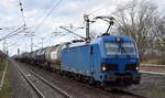 TX Logistik AG, Troisdorf [D] mit der Smartron  192 012  [NVR-Nummer: 91 80 6192 012-3 D-NRAIL] und einem Kesselwagenzug (Benzin) am 13.03.23 Durchfahrt Bahnhof Berlin-Hohenschönhausen.