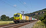 Die 193 550 der TX Logistik fährt in Thüngersheim mit einem Containerzug vorüber.Bild vom 14.6.2017