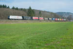 185 531 der TX Logistik mit einem KLV-Zug bei Harrbach Richtung Gemünden, 16.03.2017